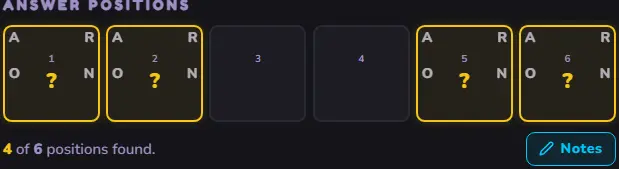 Row score and answer positions
